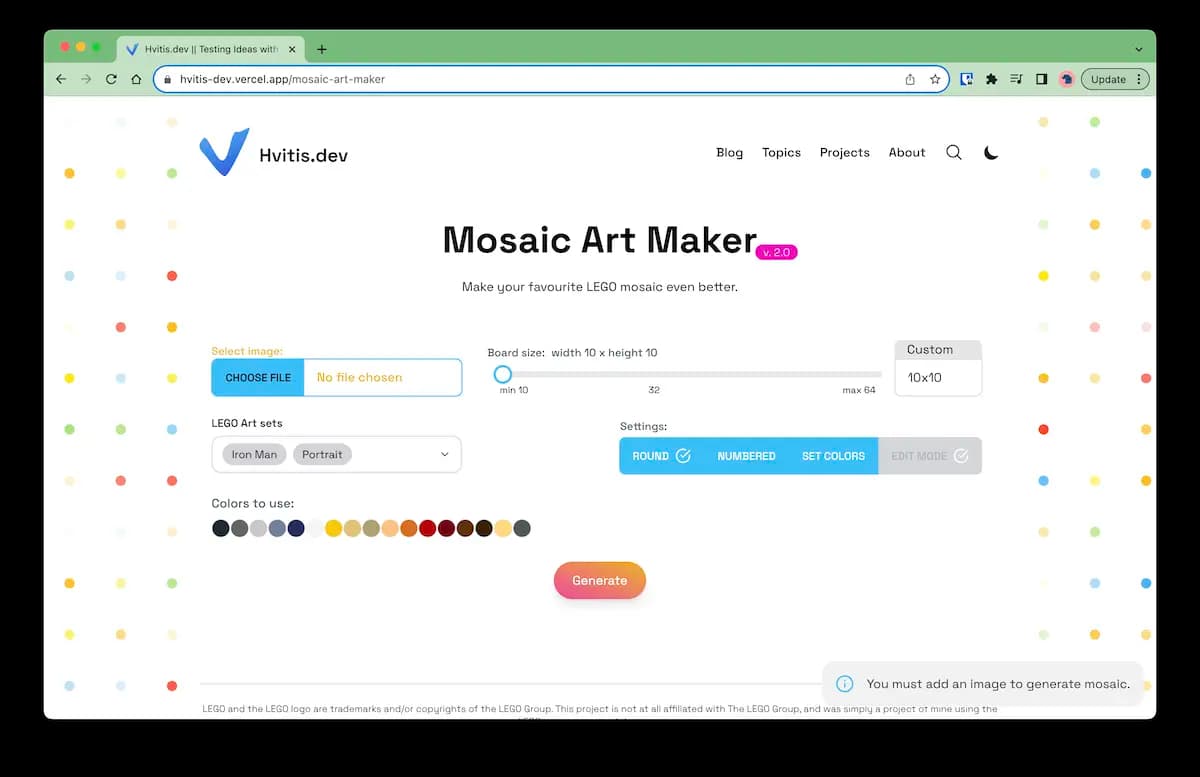 Mosaic Generator New Version